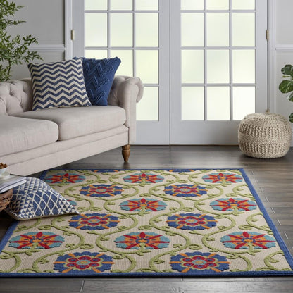 Nourison - Aloha ALH19 36in x 56in Blue Multicolor Easy-care Indoor-outdoor Rug - ALH19-99446498601 veiw 2