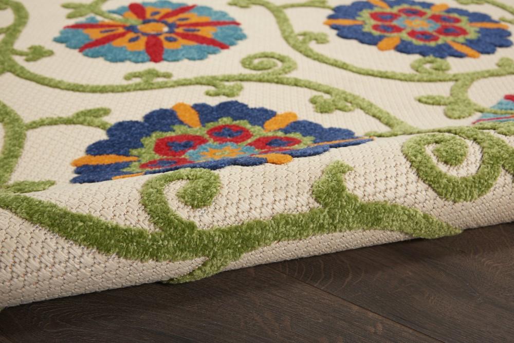 Nourison - Aloha ALH19 4 x Round Blue Multicolor Easy-care Indoor-outdoor Rug - ALH19-99446498717 veiw 3