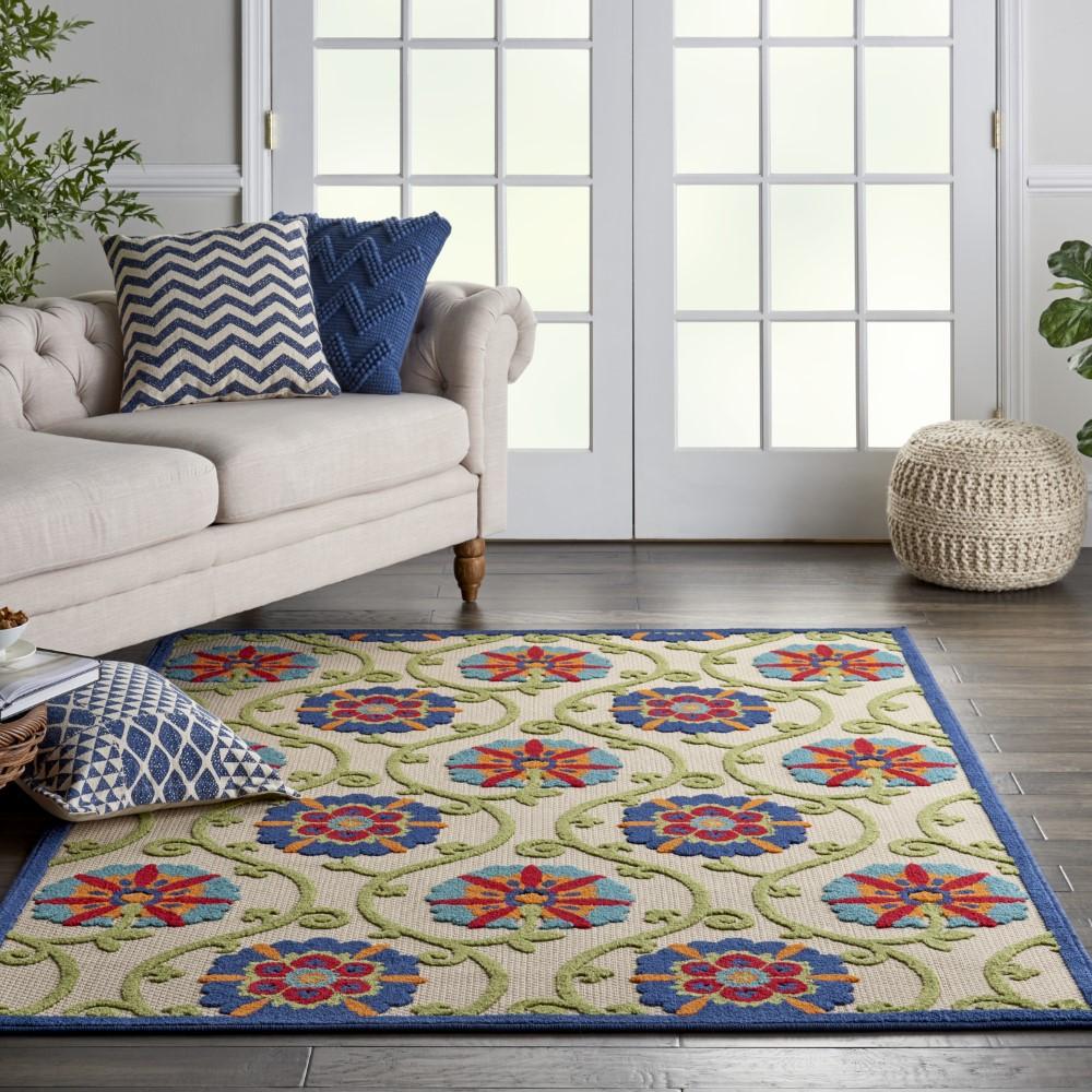 Nourison - Aloha ALH19 6x9 Blue Multicolor Easy-care Indoor-outdoor Rug - ALH19-99446816863 veiw 2