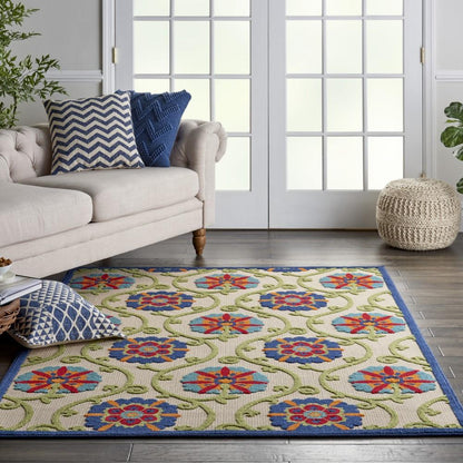 Nourison - Aloha ALH19 6x9 Blue Multicolor Easy-care Indoor-outdoor Rug - ALH19-99446816863 veiw 2