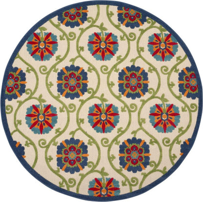 Nourison - Aloha ALH19 710in x Round Blue Multicolor Easy-care Indoor-outdoor Rug - ALH19-99446498786 veiw 1