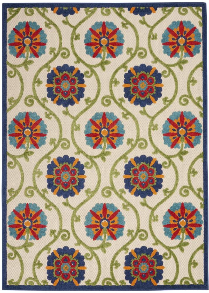 Nourison - Aloha ALH19 7 x 10 Blue Multicolor Easy-care Indoor-outdoor Rug - ALH19-99446816870 veiw 1