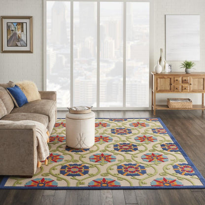 Nourison - Aloha ALH19 7 x 10 Blue Multicolor Easy-care Indoor-outdoor Rug - ALH19-99446816870 veiw 2