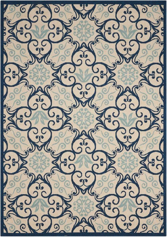 Nourison - Caribbean CRB02 Dark Blue and White 26in x 4 Area Rug - CRB02-99446334176_CLOSEOUT veiw 1