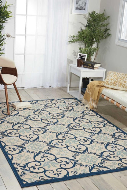 Nourison - Caribbean CRB02 Dark Blue and White 26in x 4 Area Rug - CRB02-99446334176_CLOSEOUT veiw 2