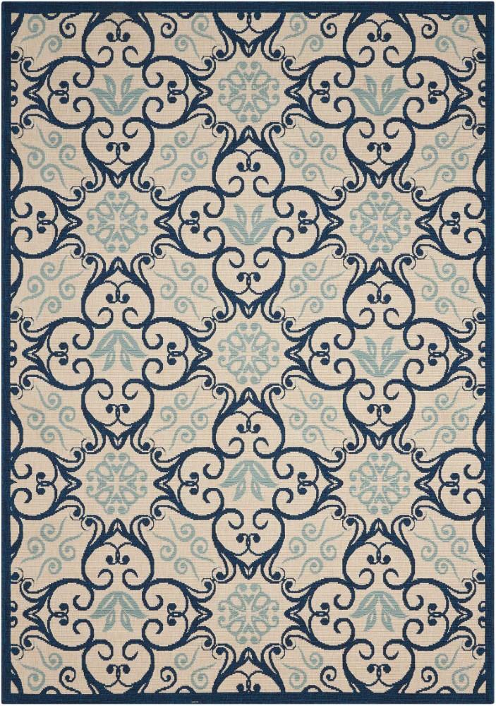 Nourison - Caribbean CRB02 Dark Blue and White 311in x 511in Area Rug - CRB02-99446239518_CLOSEOUT veiw 1