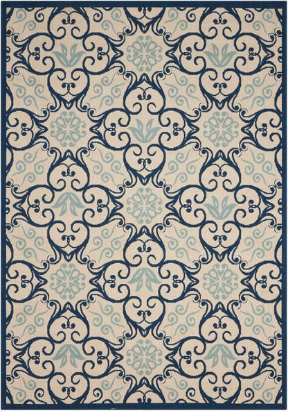 Nourison - Caribbean CRB02 Dark Blue and White 311in x 511in Area Rug - CRB02-99446239518_CLOSEOUT veiw 1