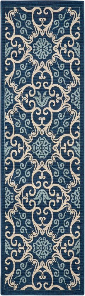 Nourison - Caribbean CRB02 Dark Blue 23in x 76in Hallway Rug - CRB02-99446334190_CLOSEOUT veiw 1