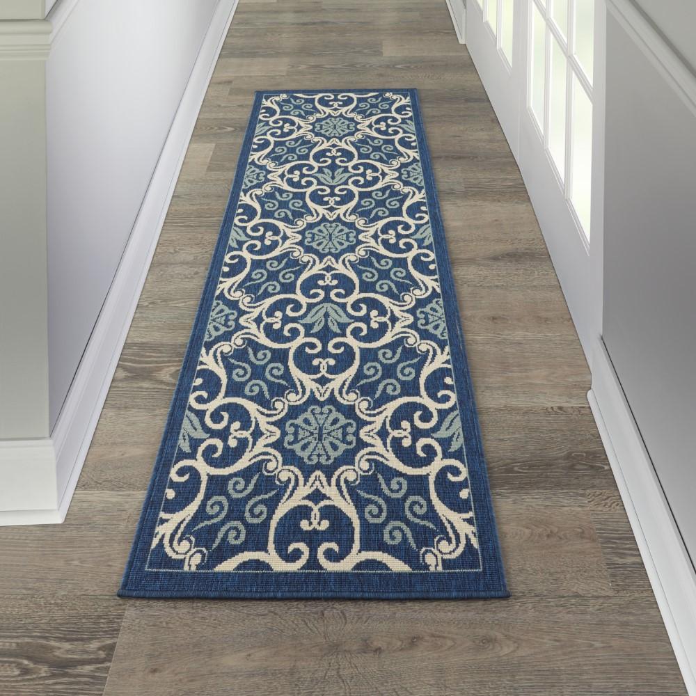 Nourison - Caribbean CRB02 Dark Blue 23in x 76in Hallway Rug - CRB02-99446334190_CLOSEOUT veiw 2