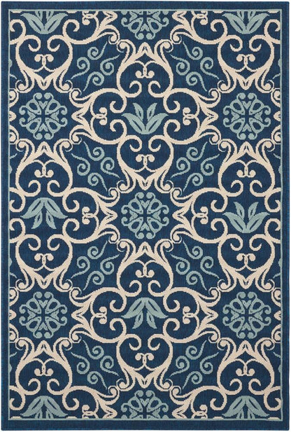 Nourison - Caribbean CRB02 Navy Blue and White 311in x 511in Area Rug - CRB02-99446239402_CLOSEOUT veiw 1