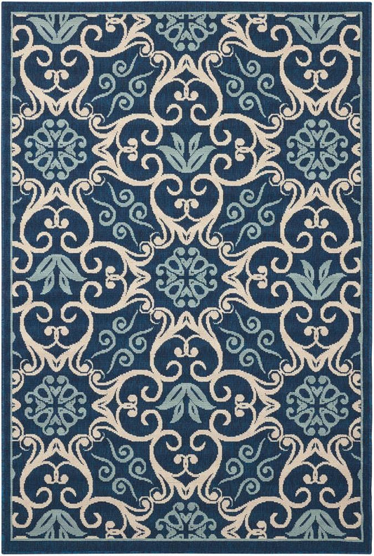 Nourison - Caribbean CRB02 Navy Blue and White 311in x 511in Area Rug - CRB02-99446239402_CLOSEOUT veiw 1