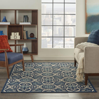 Nourison - Caribbean CRB02 Navy Blue and White 311in x 511in Area Rug - CRB02-99446239402_CLOSEOUT veiw 2