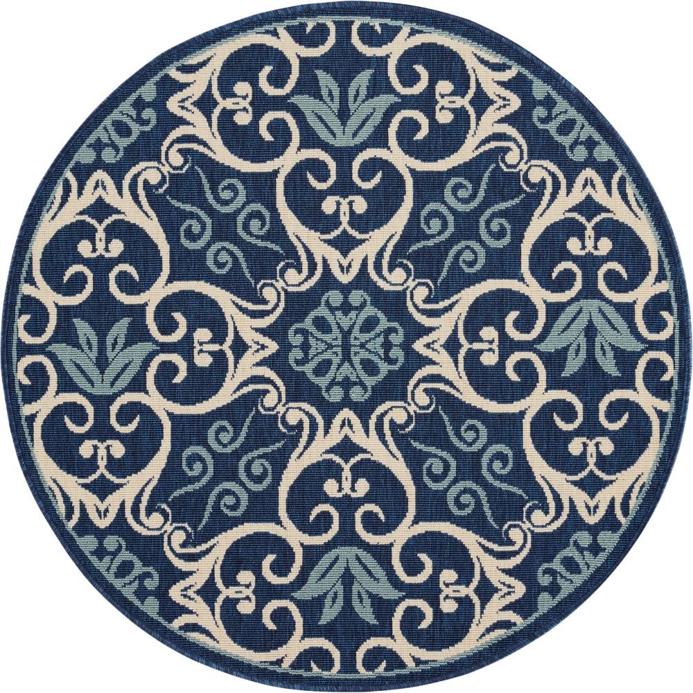 Nourison - Caribbean CRB02 Dark Blue 4 x Round Area Rug - CRB02-99446422026_CLOSEOUT veiw 1