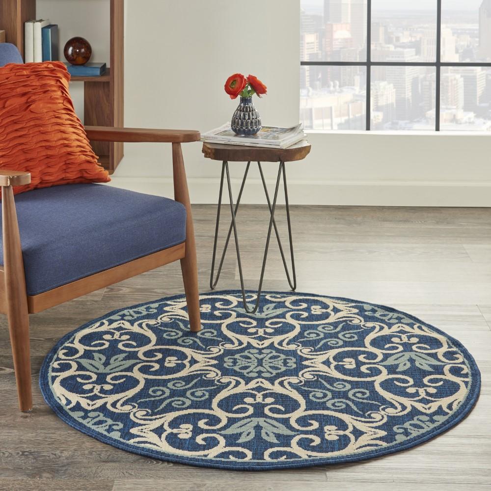 Nourison - Caribbean CRB02 Dark Blue 4 x Round Area Rug - CRB02-99446422026_CLOSEOUT veiw 2