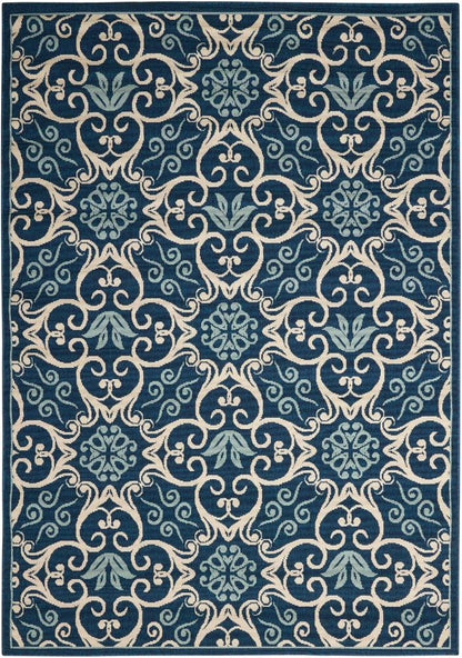 Nourison - Caribbean CRB02 Navy Blue and White 53in x 75in Area Rug - CRB02-99446239419_CLOSEOUT veiw 1