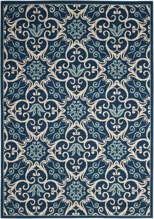 Nourison - Caribbean CRB02 Navy Blue and White 53in x 75in Area Rug - CRB02-99446239419_CLOSEOUT veiw 1