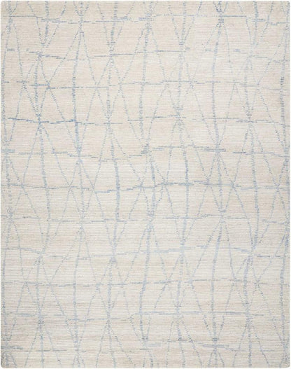 Nourison - Ellora ELL02 Ivory and Blue 86in x 116in Oversized Handmade Rug - ELL02-99446384850 veiw 1