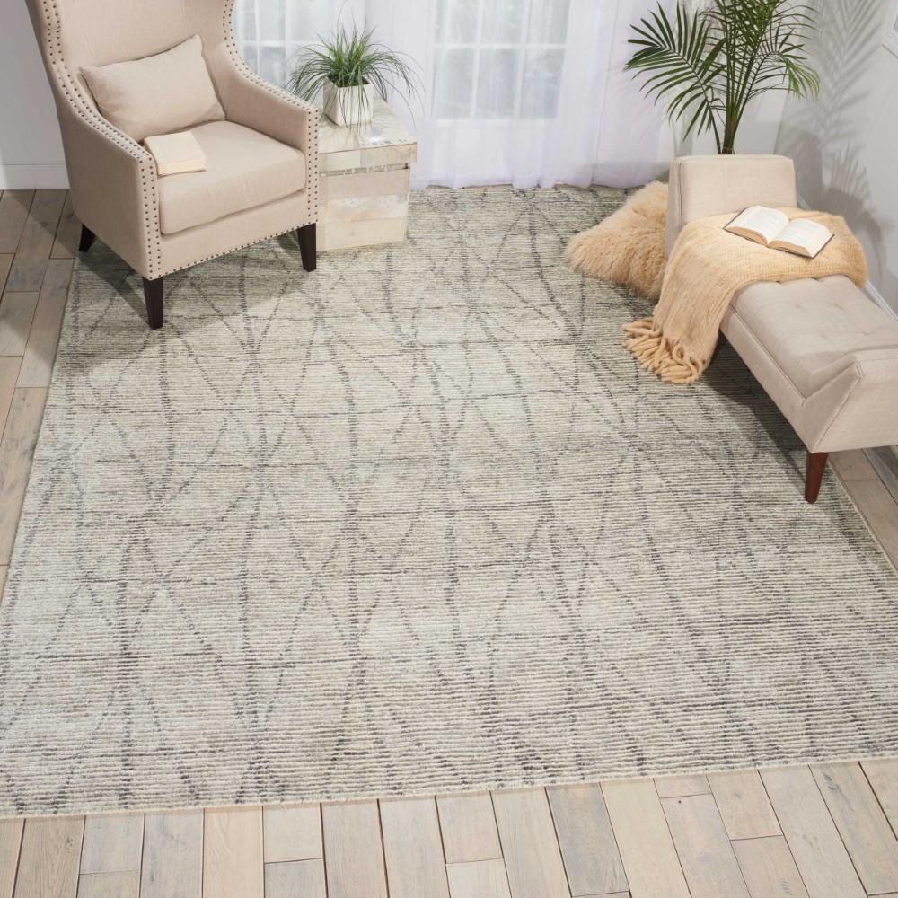 Nourison - Ellora ELL02 Grey 79in x 99in Large Handmade Rug - ELL02-99446385116 veiw 2