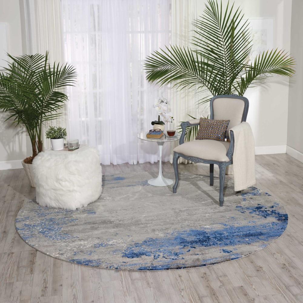 Nourison - Twilight TWI22 Blue and Bone 8 x Round Large Rug - TWI22-99446358264 veiw 3