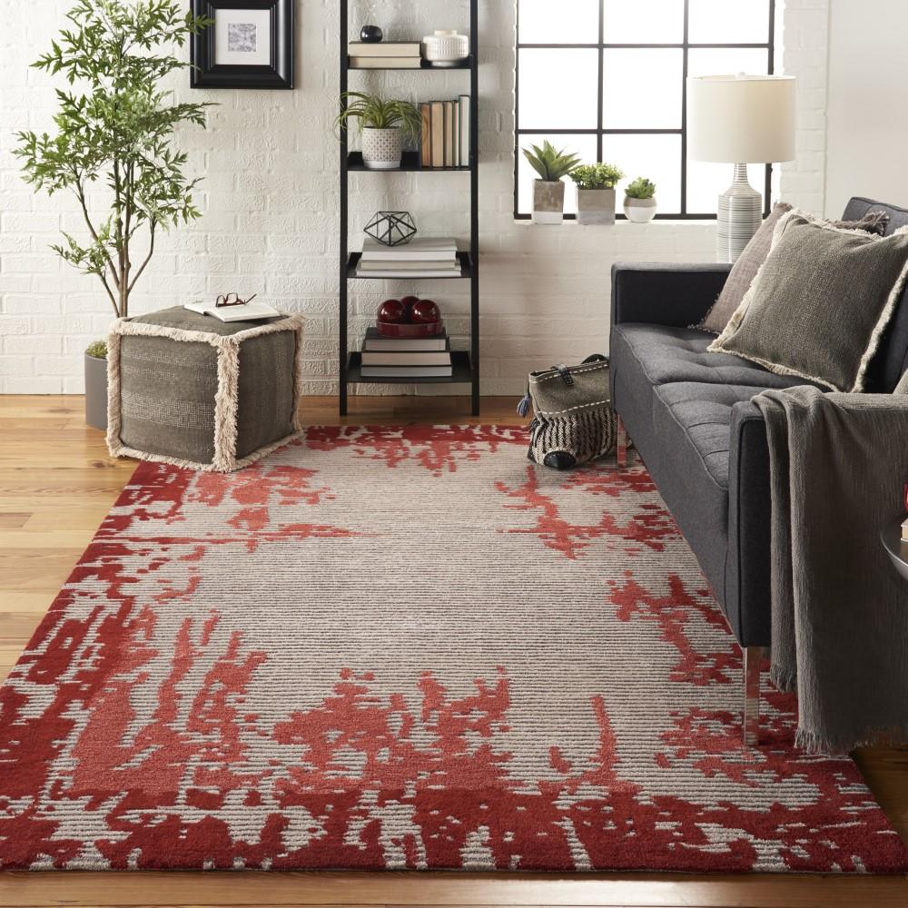 Nourison - Symmetry SMM02 Ivory and Red 39in x 59in Area Rug - SMM02-99446495617 - CLOSEOUT veiw 2