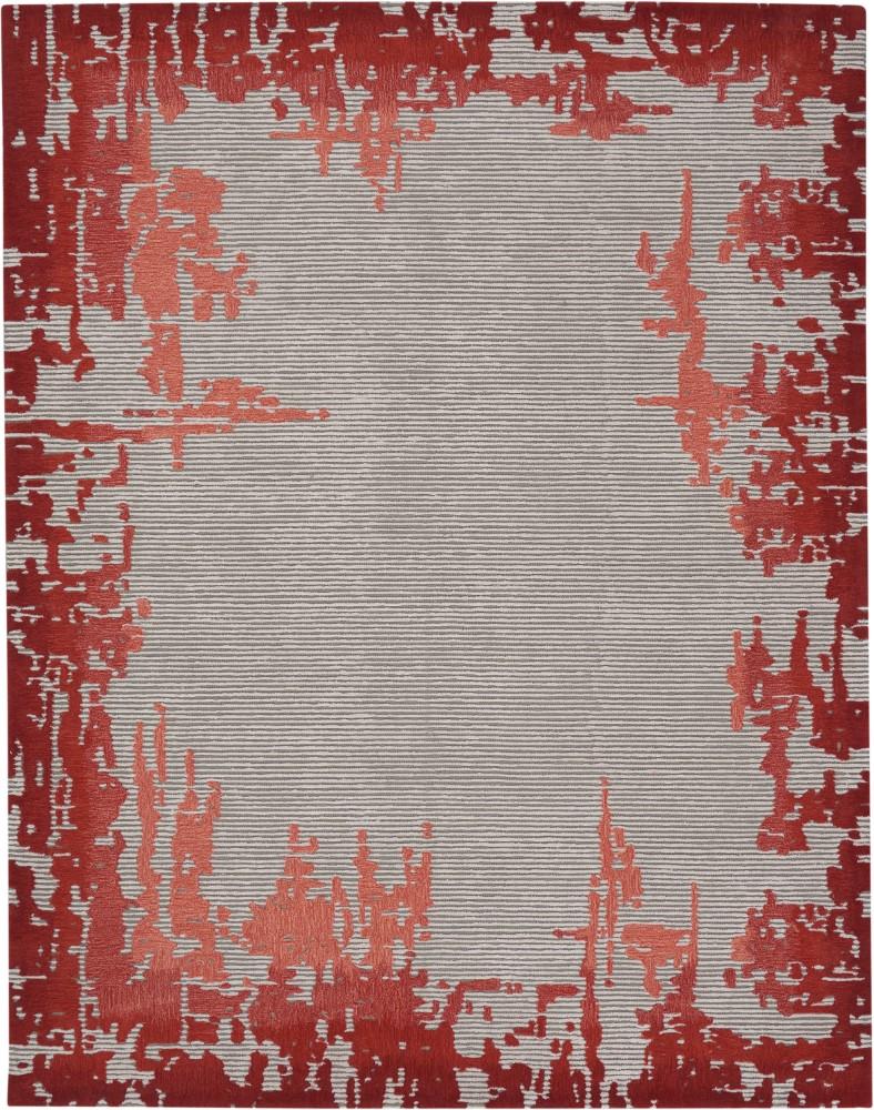 Nourison - Symmetry SMM02 Ivory and Red 79in x 99in Large Textured Rug - SMM02-99446495624 - CLOSEOUT veiw 1