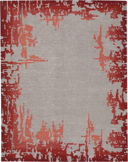 Nourison - Symmetry SMM02 Ivory and Red 79in x 99in Large Textured Rug - SMM02-99446495624 - CLOSEOUT veiw 1