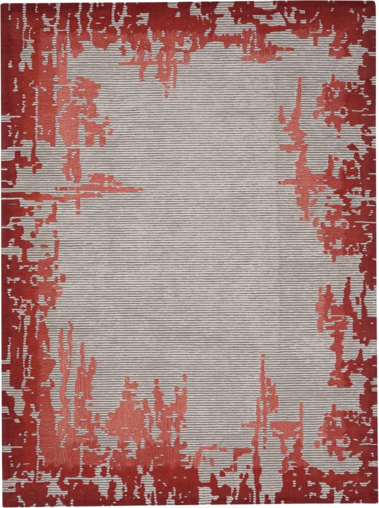 Nourison - Symmetry SMM02 Ivory and Red 86in x 116in Oversized Textured Rug - SMM02-99446495648 - CLOSEOUT veiw 1