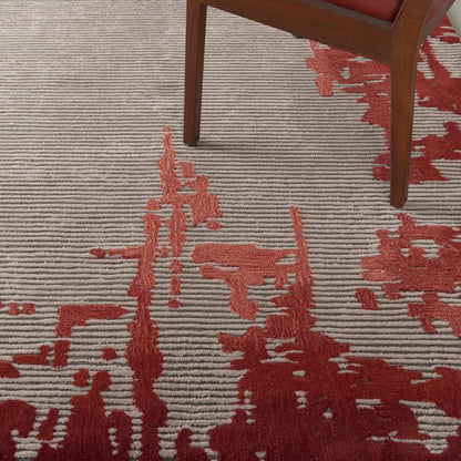Nourison - Symmetry SMM02 Ivory and Red 86in x 116in Oversized Textured Rug - SMM02-99446495648 - CLOSEOUT veiw 3