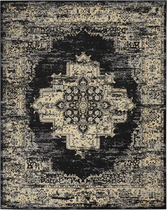 Nourison - Grafix GRF14 Black and White 710in x 910in Large Rug - GRF14-99446394040 veiw 1