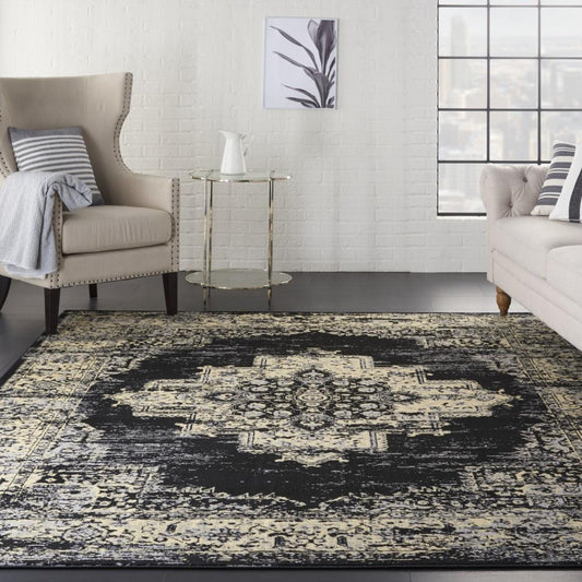 Nourison - Grafix GRF14 Black and White 710in x 910in Large Rug - GRF14-99446394040 veiw 2