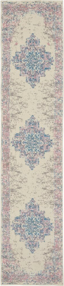 Nourison - Grafix GRF14 White and Pink 22in x 10 Hallway Rug - GRF14-99446326027 veiw 1