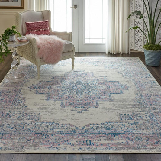Nourison - Grafix GRF14 7 x 10 Ivory Pink Area Rug - GRF14-99446326065 veiw 2