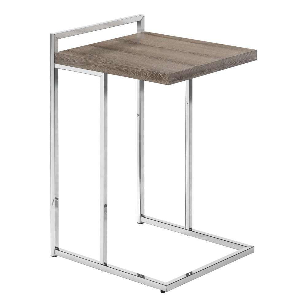 Monarch Specialties - Accent Table, C-Shaped, End, Side, Snack, Living Room, Bedroom, Metal, Laminate, Brown, Chrome, Contemporary, Modern - I-3638 veiw 1