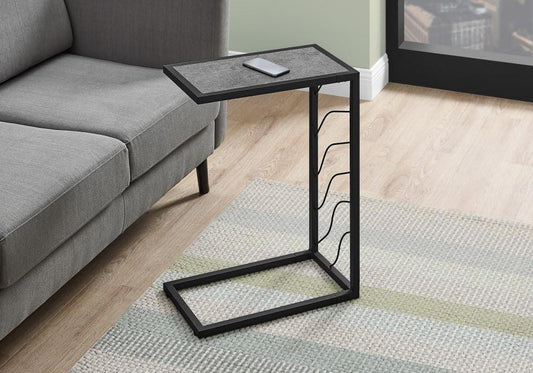 Monarch Specialties - Accent Table, C-Shaped, End, Side, Snack, Living Room, Bedroom, Metal, Laminate, Grey, Black, Contemporary, Modern - I-3634 veiw 2