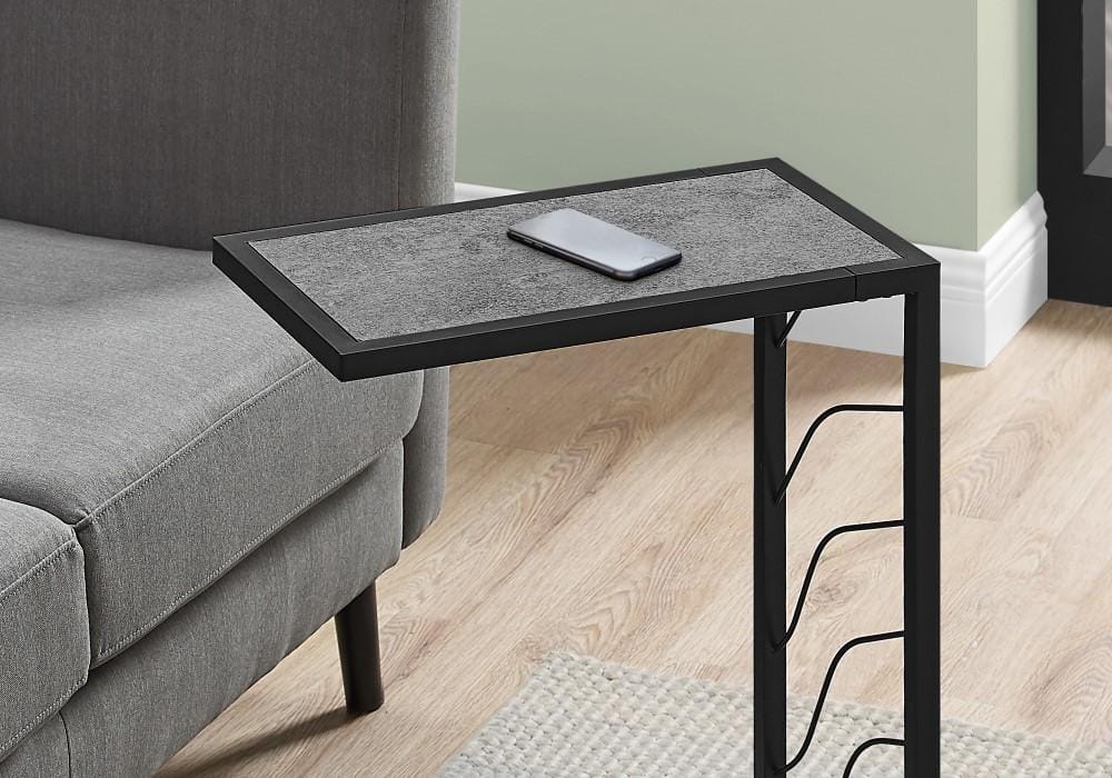 Monarch Specialties - Accent Table, C-Shaped, End, Side, Snack, Living Room, Bedroom, Metal, Laminate, Grey, Black, Contemporary, Modern - I-3634 veiw 3