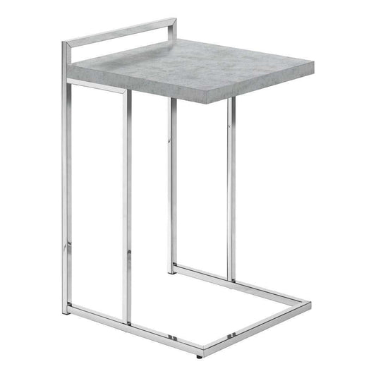 Monarch Specialties - Accent Table, C-Shaped, End, Side, Snack, Living Room, Bedroom, Metal, Laminate, Grey, Chrome, Contemporary, Modern - I-3639 veiw 1