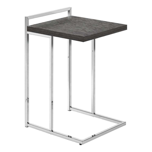 Monarch Specialties - Accent Table, C-Shaped, End, Side, Snack, Living Room, Bedroom, Metal, Laminate, Grey, Chrome, Contemporary, Modern - I-3637 veiw 1