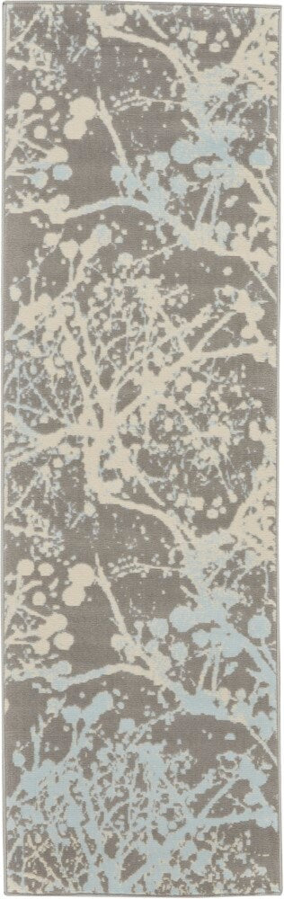 Nourison - Jubilant JUB12 Bone and Blue 23in x 73in Low-pile Hallway Rug - JUB12-99446478993_CLOSEOUT veiw 1