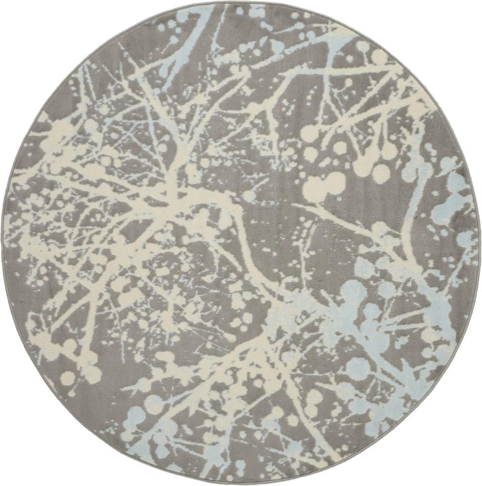 Nourison - Jubilant JUB12 Bone and Blue 53in x Round Contemporary Area Rug - JUB12-99446479013_CLOSEOUT veiw 1