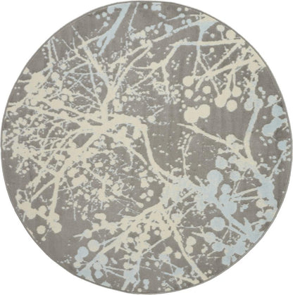 Nourison - Jubilant JUB12 Bone and Blue 53in x Round Contemporary Area Rug - JUB12-99446479013_CLOSEOUT veiw 1