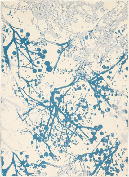 Nourison - Jubilant JUB12 White and Blue 4x6 Contemporary Area Rug - JUB12-99446479075_CLOSEOUT veiw 1