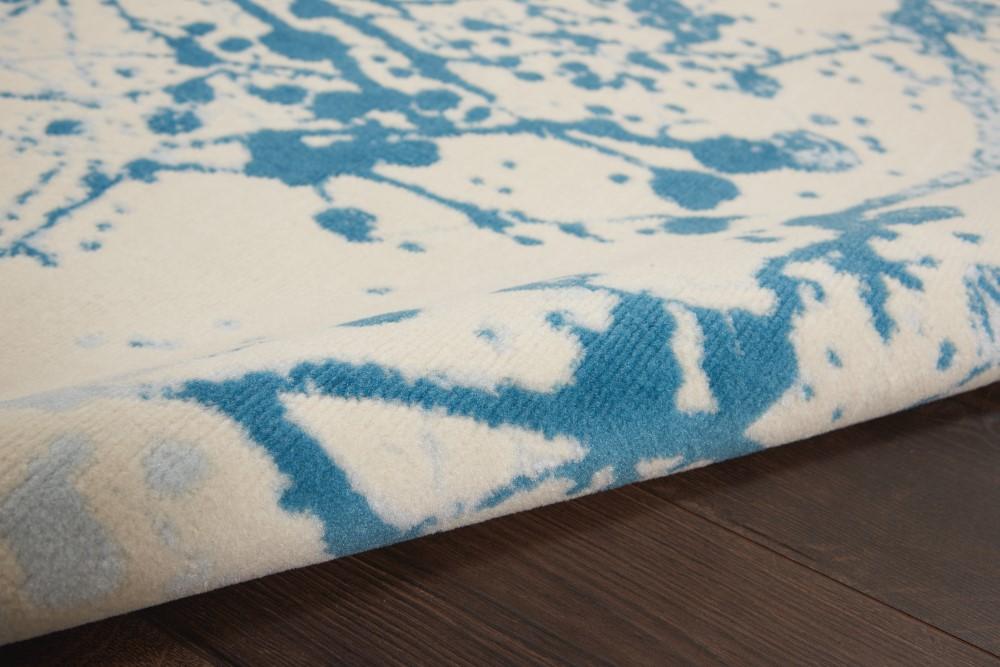 Nourison - Jubilant JUB12 White and Blue 4x6 Contemporary Area Rug - JUB12-99446479075_CLOSEOUT veiw 2