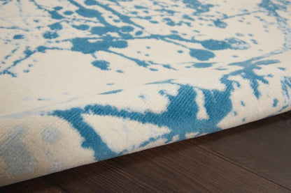 Nourison - Jubilant JUB12 White and Blue 4x6 Contemporary Area Rug - JUB12-99446479075_CLOSEOUT veiw 2