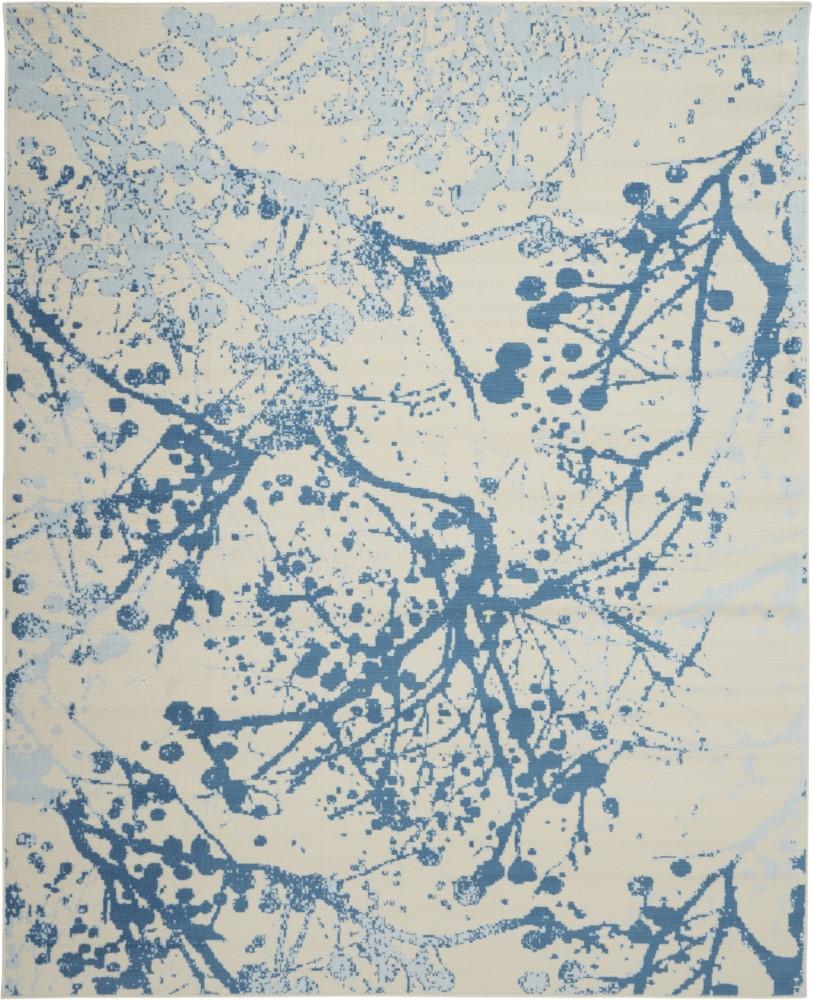Nourison - Jubilant JUB12 White and Blue 710in x 910in Large Low-pile Rug - JUB12-99446479129_CLOSEOUT veiw 1