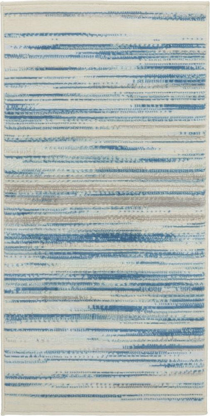 Nourison - Jubilant 2 x 4 Small Teal Blue and White Striped Area Rug - JUB04-99446477958 veiw 1