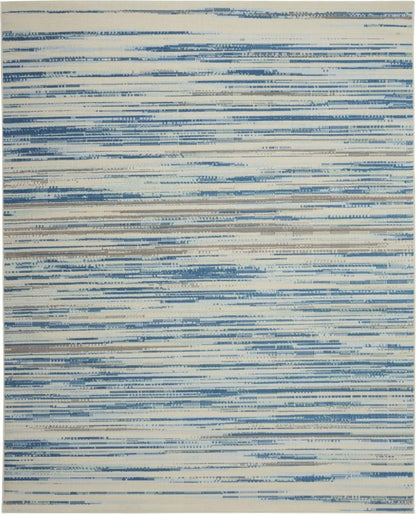 Nourison - Jubilant JUB04 Teal Blue and White 710in x 910in Large Low-pile Rug - JUB04-99446478009 veiw 1