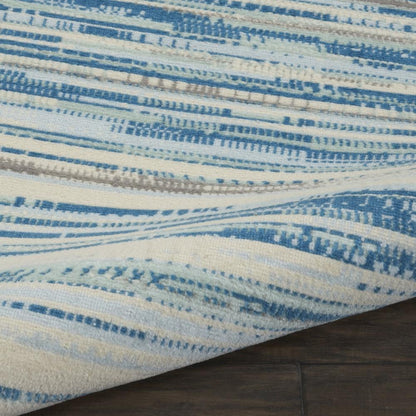 Nourison - Jubilant JUB04 Teal Blue and White 86 x 12 Large Low-pile Rug - JUB04-99446760982 veiw 2