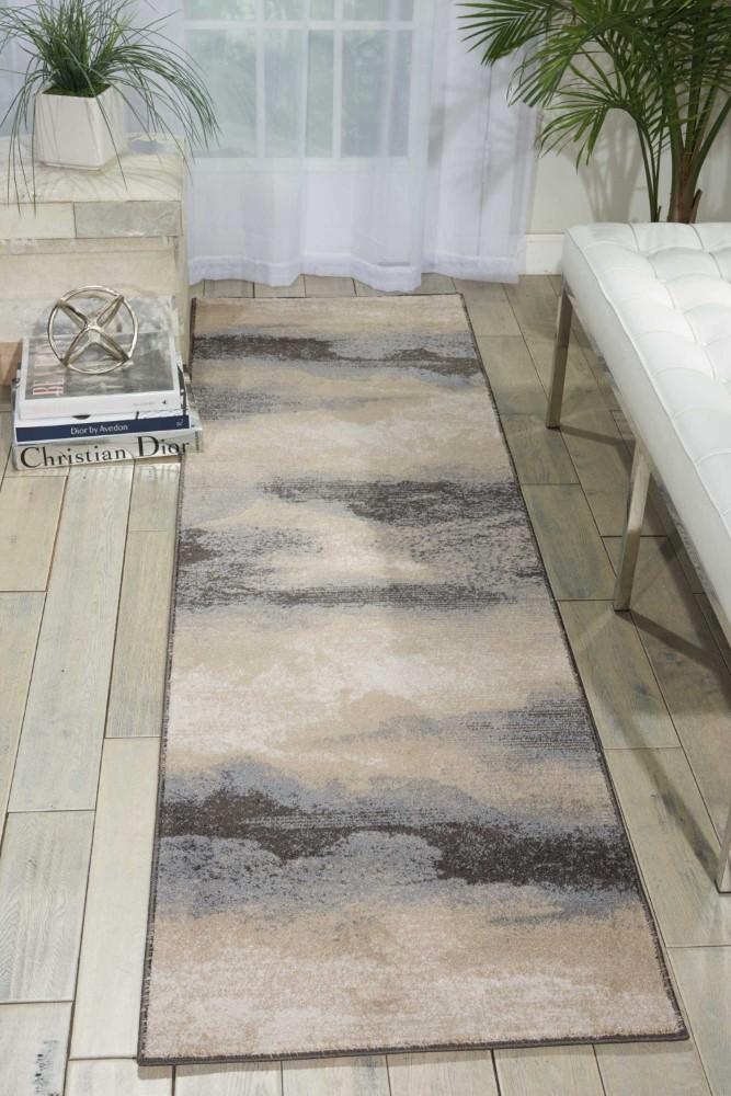 Nourison - Maxell MAE06 Grey and Ivory 22in x 76in Stormcloud Hallway Rug - MAE06-99446340795 veiw 2