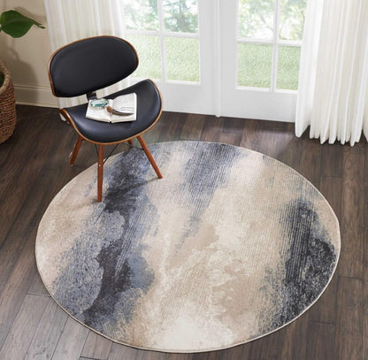 Nourison - Maxell MAE06 Grey and Ivory 53in x Round Area Rug - MAE06-99446000866 veiw 2