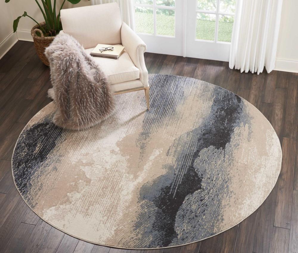 Nourison - Maxell MAE06 Grey and Ivory 710in x Round Large Stormcloud Rug - MAE06-99446000958 veiw 2